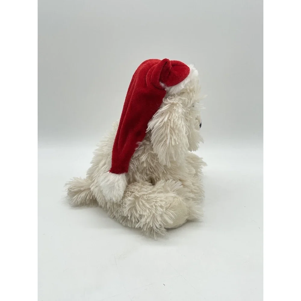 Dan Dee Collectors Choice Plush‎ Shaggy Beige/Tan Maltese Dog w/ Christmas Hat